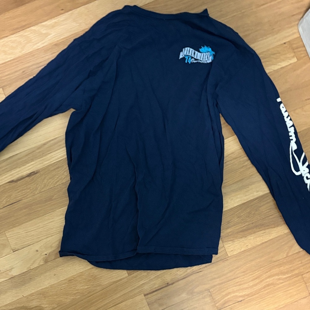 Panama Jack Navy Long-Sleeve Rash Guard with White Sleeve Script